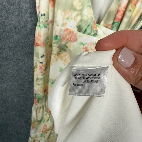 Alex Marie Size 10 Wrap Midi Dress White Feminine Garden Party Ruffled Floral - Picture 11 of 13